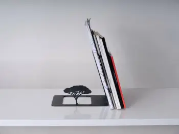 Mbajtës librash metalik, Wallity, dizajn pemë, ngjyrë e zezë