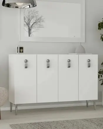 Konsol Skye Decor, 8181KM-64, e bardhë, argjend