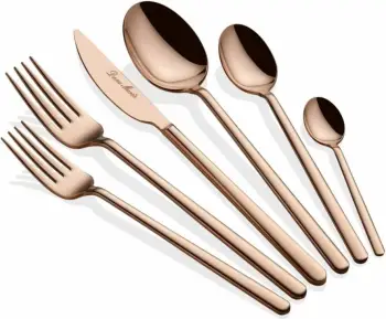 Set lugësh, pirunësh e thikash (36 copë), ngjyrë rozë e artë, Hermia Concept, Allegra Titanium