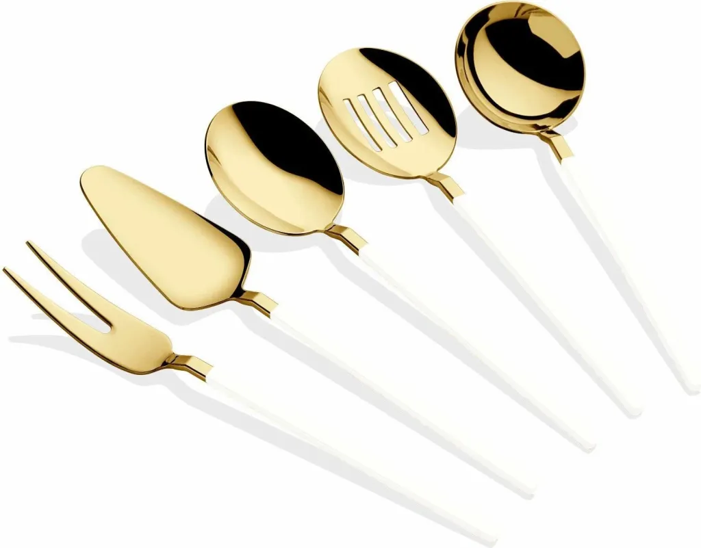 Set shërbimi (5 copë), Hermia Concept, Carre Titanium - ari, e bardhë - 1