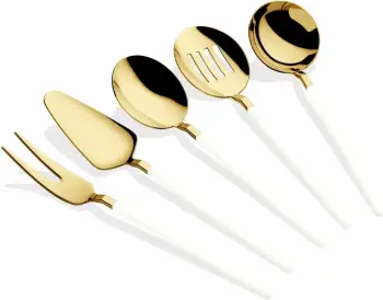 Set shërbimi (5 copë), Hermia Concept, Carre Titanium - ari, e bardhë
