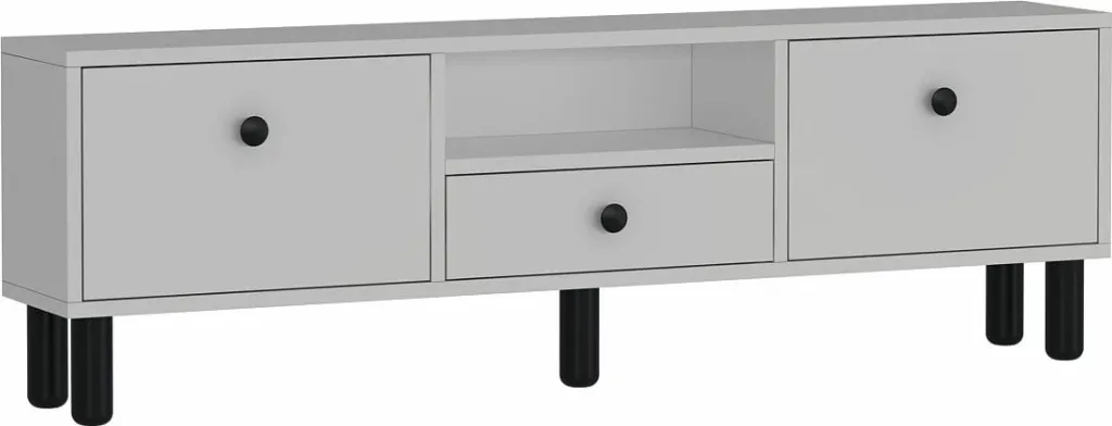Komodë TV Skye Decor, 1310-DROP-1, e bardhë, e zezë - 4