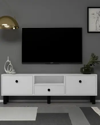 Komodë TV Skye Decor, 1310-DROP-1, e bardhë, e zezë
