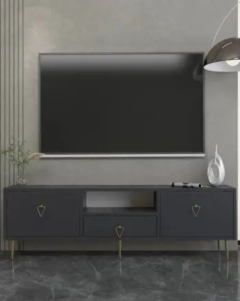 Komodë për TV, ngjyrë antracit dhe ari, Skye Decor, 1306-DROP-1