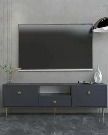 Komodë TV, ngjyrë antracit dhe ari, Skye Decor, 1307-DROP-1