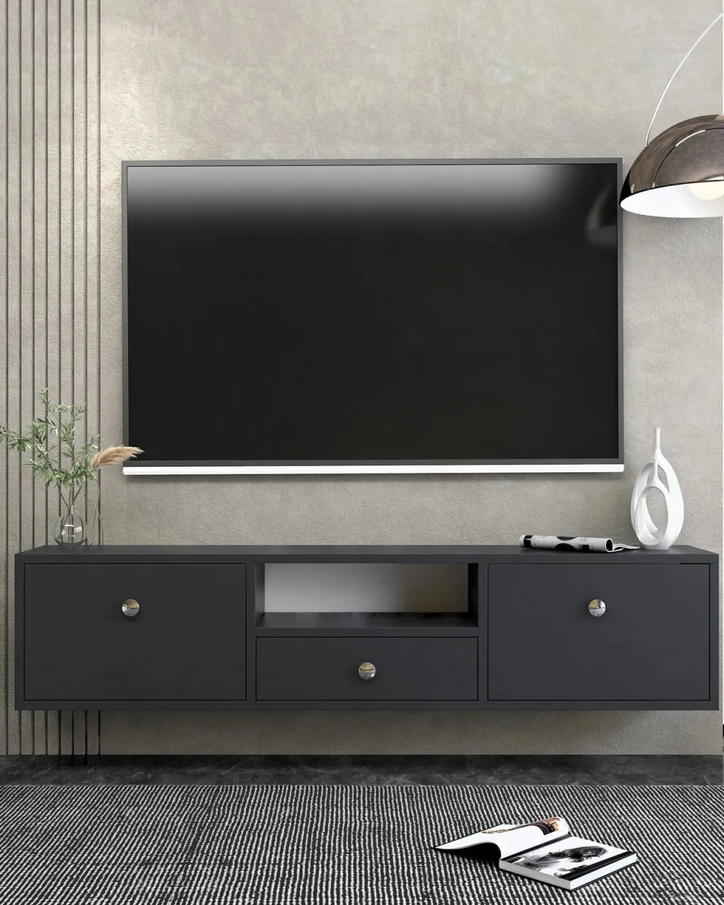 Komodë TV, Skye Decor, anthracite, silver, 1301-DROP-1 - 1