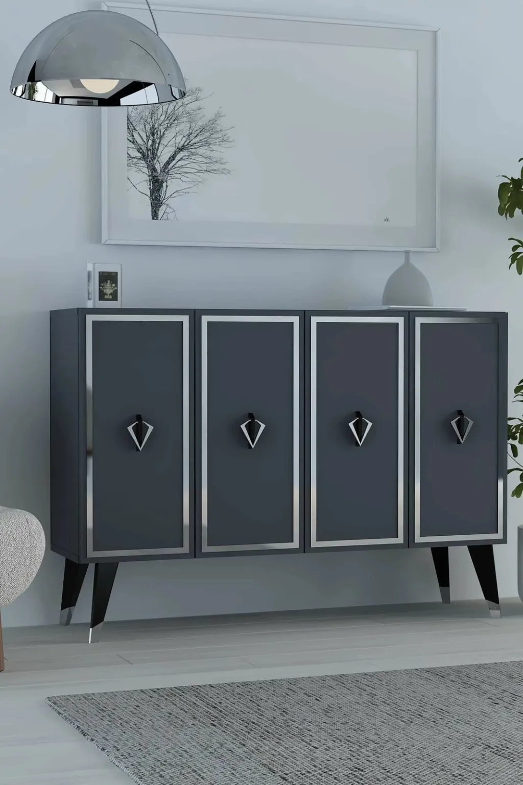 Konsol Skye Decor, 8175KM-32, antracit, e zezë, argjend - 1