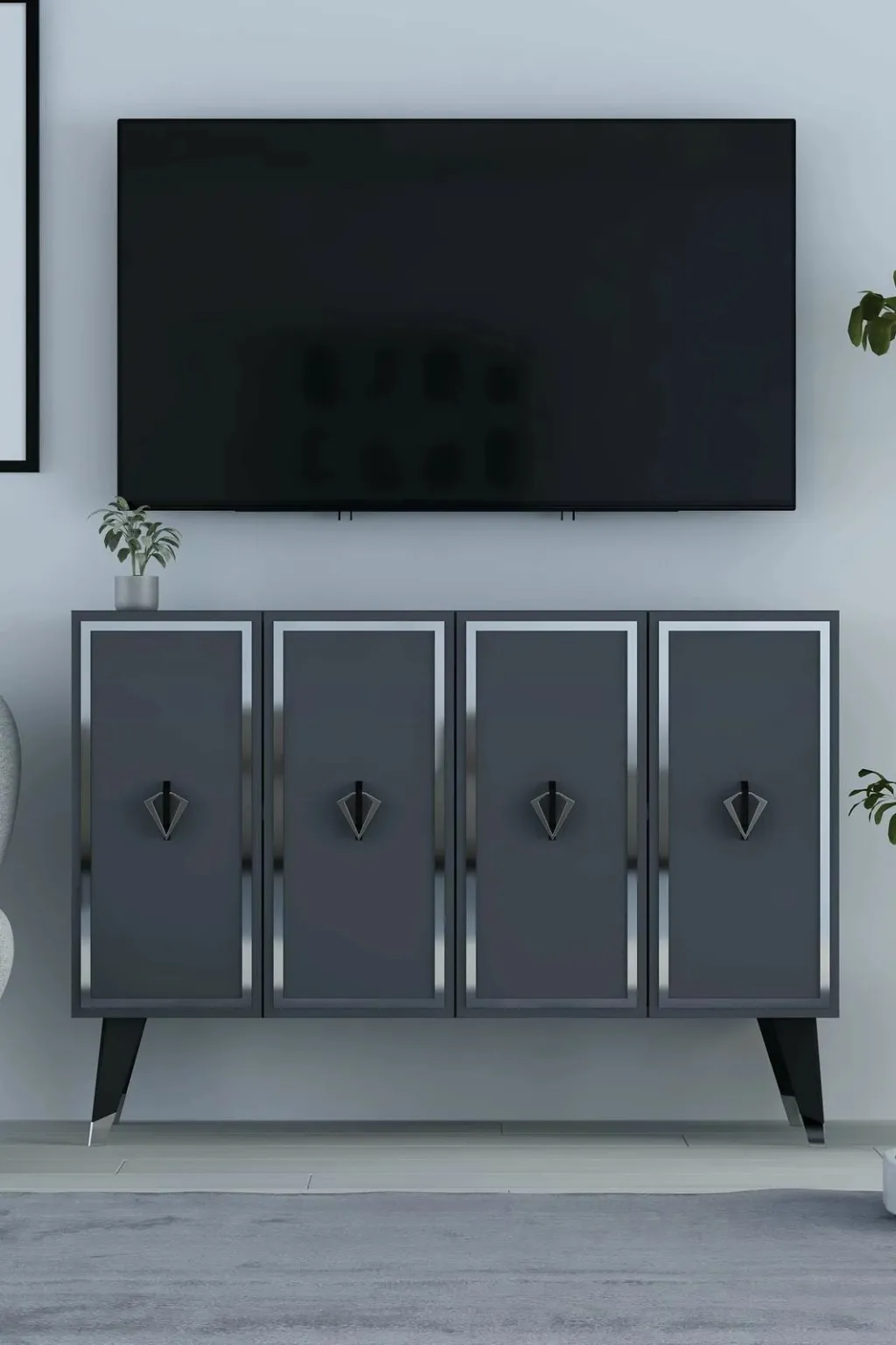 Konsol Skye Decor, 8175KM-32, antracit, e zezë, argjend - 2