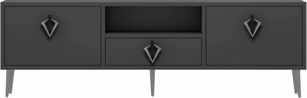 Komodë TV Skye Decor, 1311-DROP-32, antracit, e zezë, argjend - 3