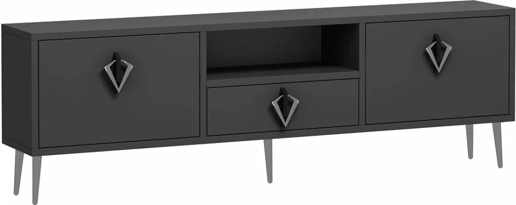 Komodë TV Skye Decor, 1311-DROP-32, antracit, e zezë, argjend - 4