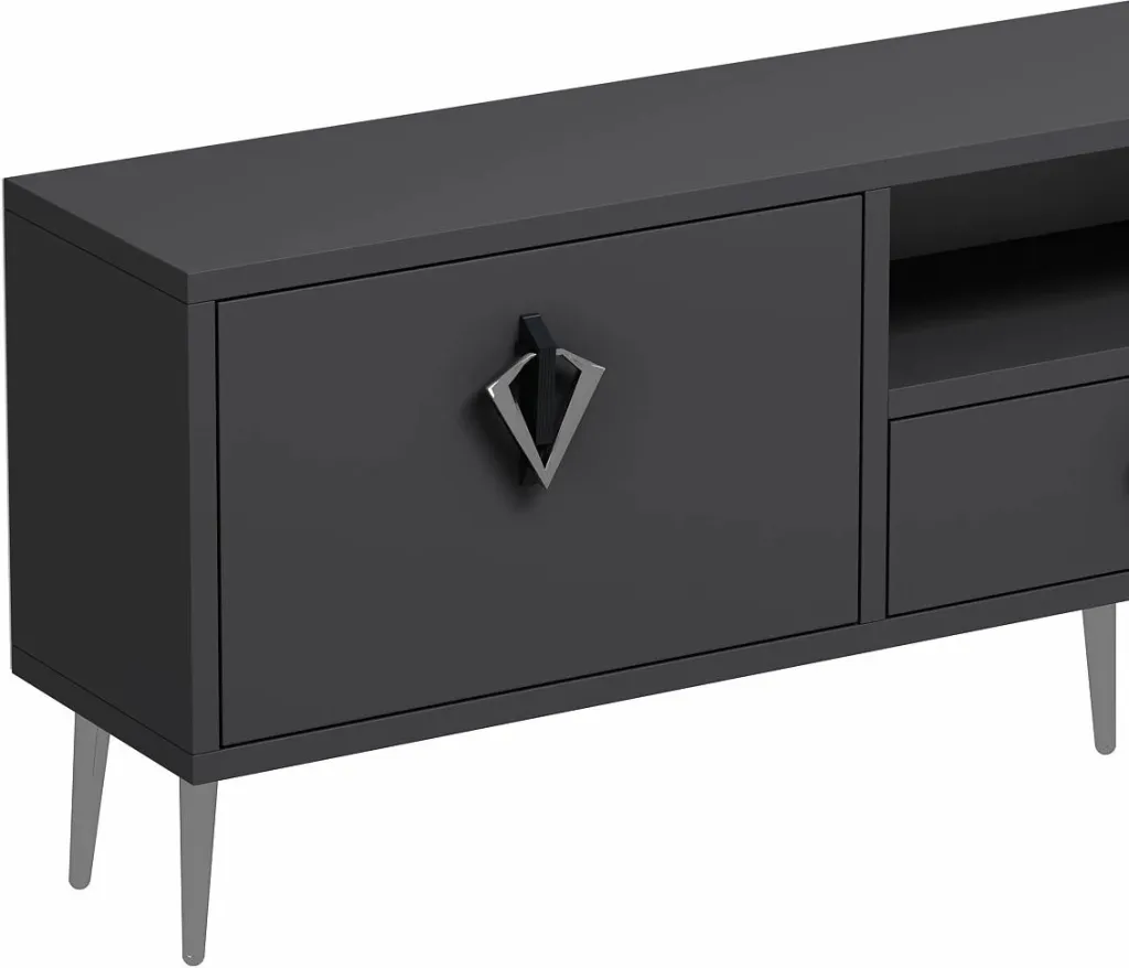 Komodë TV Skye Decor, 1311-DROP-32, antracit, e zezë, argjend - 5