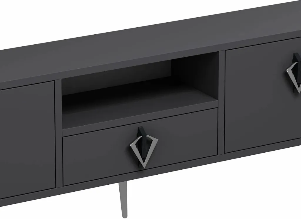 Komodë TV Skye Decor, 1311-DROP-32, antracit, e zezë, argjend - 6