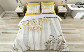 Set mbulesë jorgani njësh, L'Essentiel Linge de Maison, Vanio, ngjyrë ari, e bardhë, gri