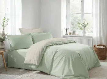 Set mbulesë për jorgan dopio Ranforce, L'Essentiel Linge de Maison, jeshile e çelët, krem