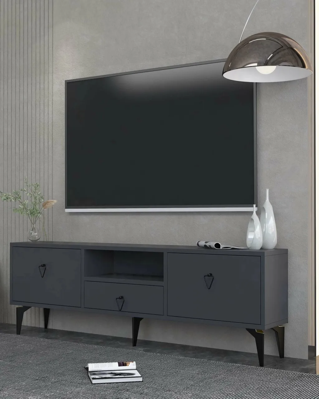 Komodë për TV Skye Decor, 1302-DROP-1, antracit, e zezë - 1
