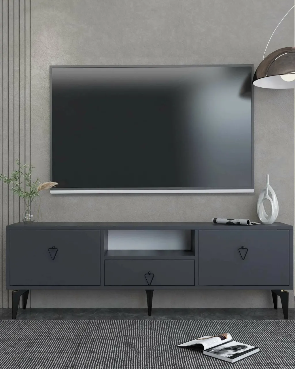 Komodë për TV Skye Decor, 1302-DROP-1, antracit, e zezë - 2