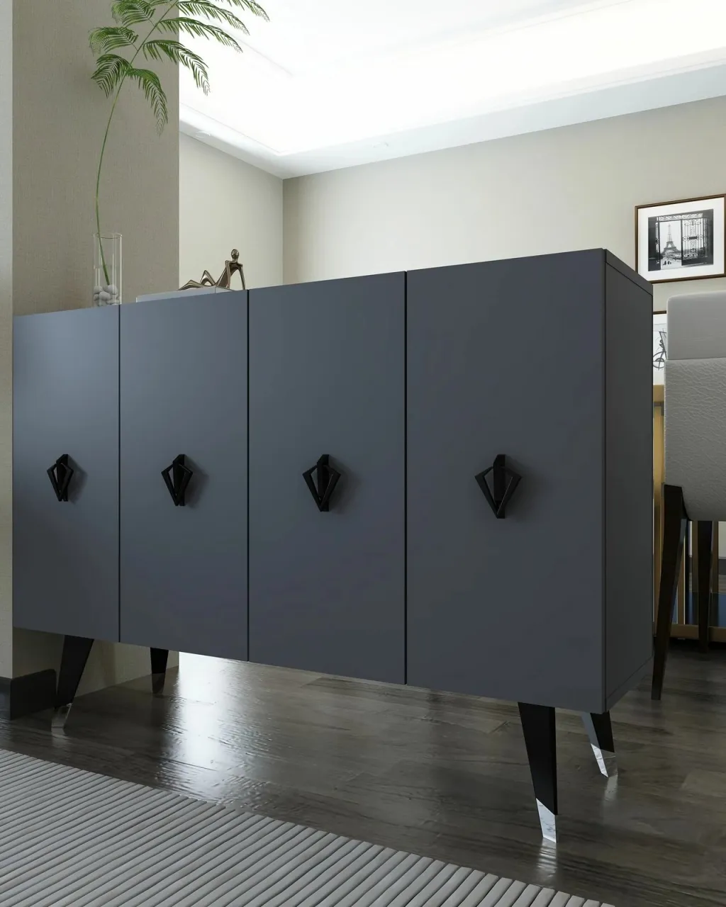 Konsol Skye Decor, anthracite, e zezë, argjend, 8166KM-32 - 1