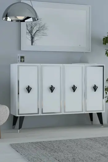 Konsol Skye Decor, e bardhë, e zezë, argjend, 8178KM-32