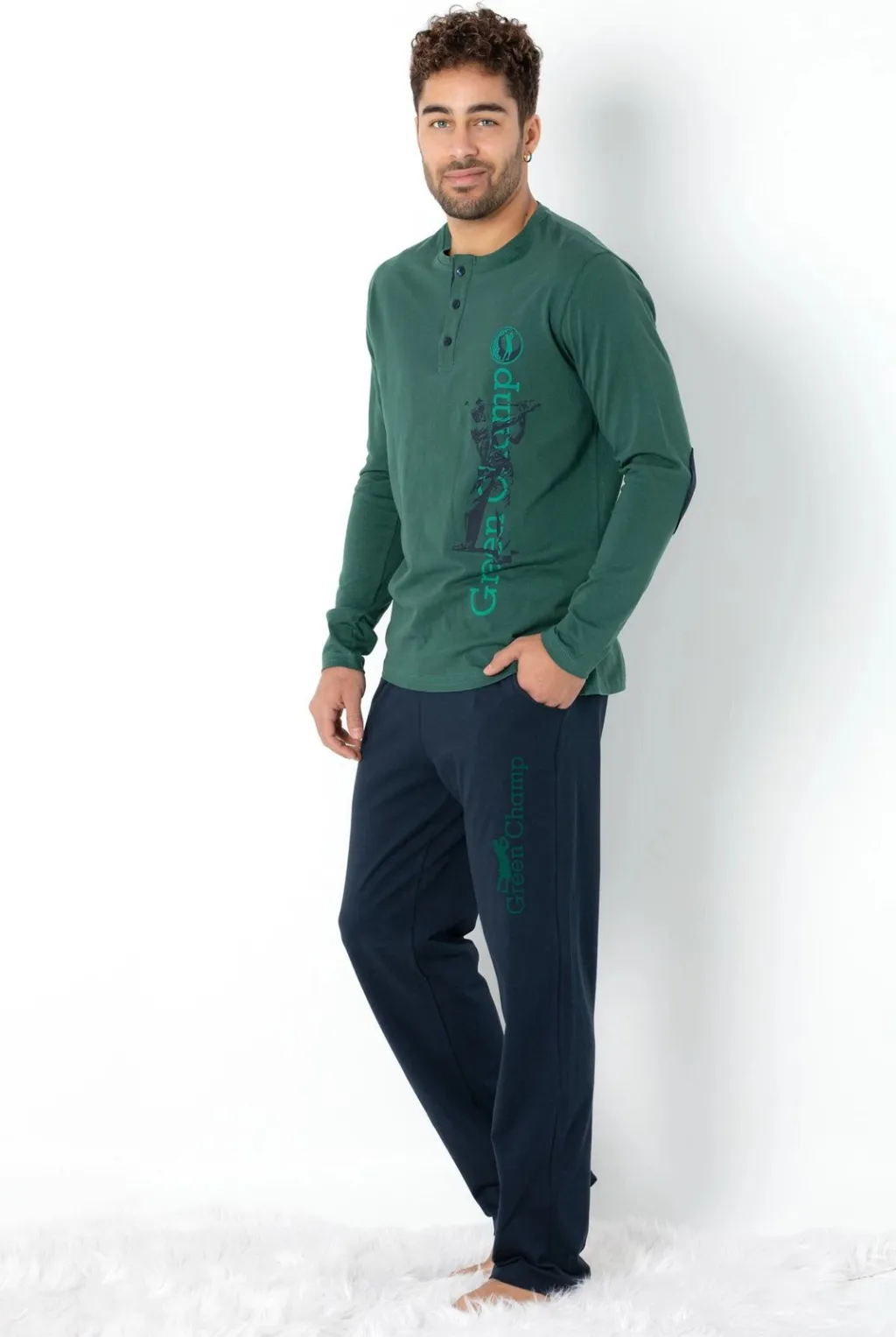 Set pizhamash për burra Jumeon, 002-000699002, e gjelbër - 4