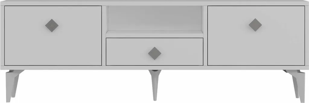 Komodë TV Skye Decor, 1304-DROP-1, e bardhë, argjend - 3