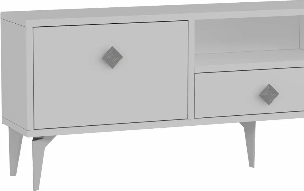 Komodë TV Skye Decor, 1304-DROP-1, e bardhë, argjend - 5