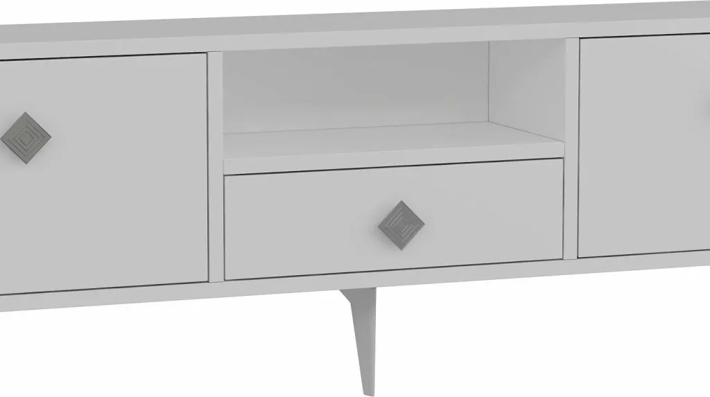 Komodë TV Skye Decor, 1304-DROP-1, e bardhë, argjend - 6
