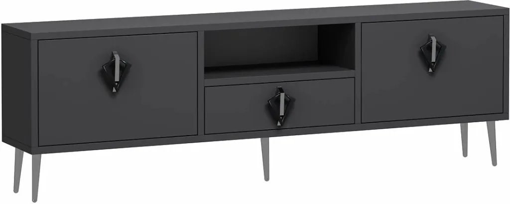 Komodë televizori Skye Decor, 1312-DROP-32, antracit, e zezë, argjend - 4
