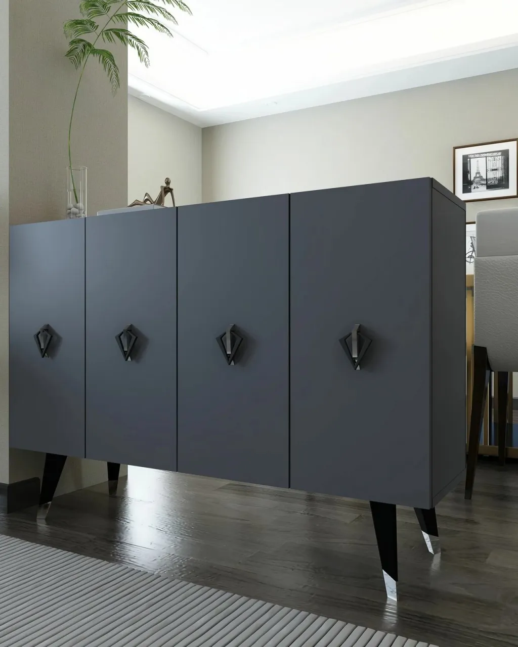 Konsol Skye Decor, anthracite, e zezë, argjend, 8165KM-32 - 1