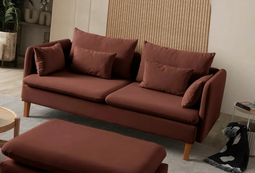 Divan treshe Flexy, ngjyrë e kuqe tullë, Atelier del Sofa - 5