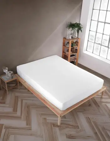Çarçaf i shtrirë Jersey për krevat Queen, i bardhë, L'Essentiel Linge de Maison