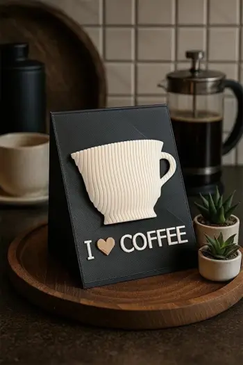 Objekt dekorativ Evila Originals, Coffee Corner, ngjyrë e zezë dhe e bardhë