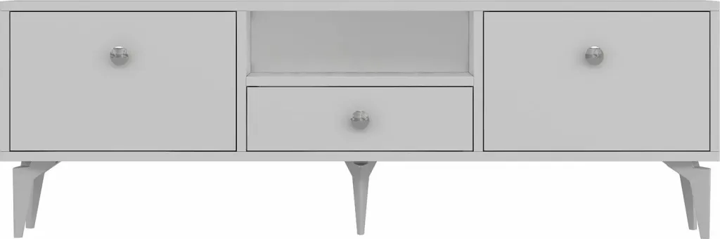 Komodë TV Skye Decor, 1300-DROP-1, e bardhë, argjend - 3