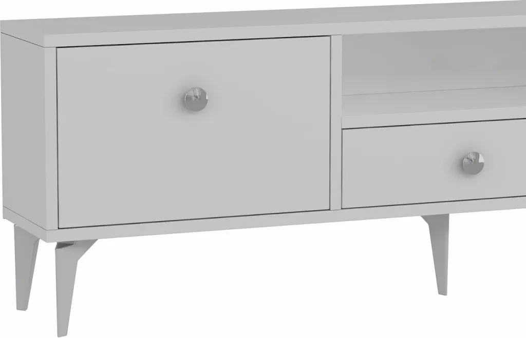 Komodë TV Skye Decor, 1300-DROP-1, e bardhë, argjend - 5