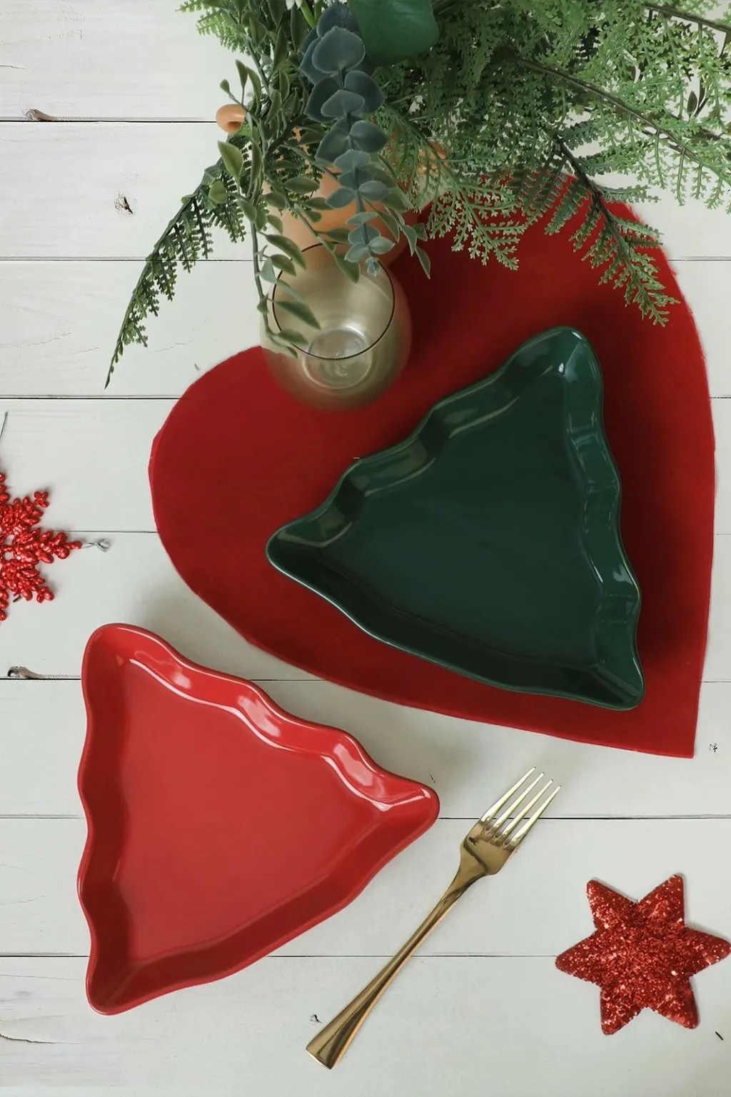 Set pjatash dekorative, 2 copë, Hermia Concept, jeshile dhe e kuqe, 22cm - 1