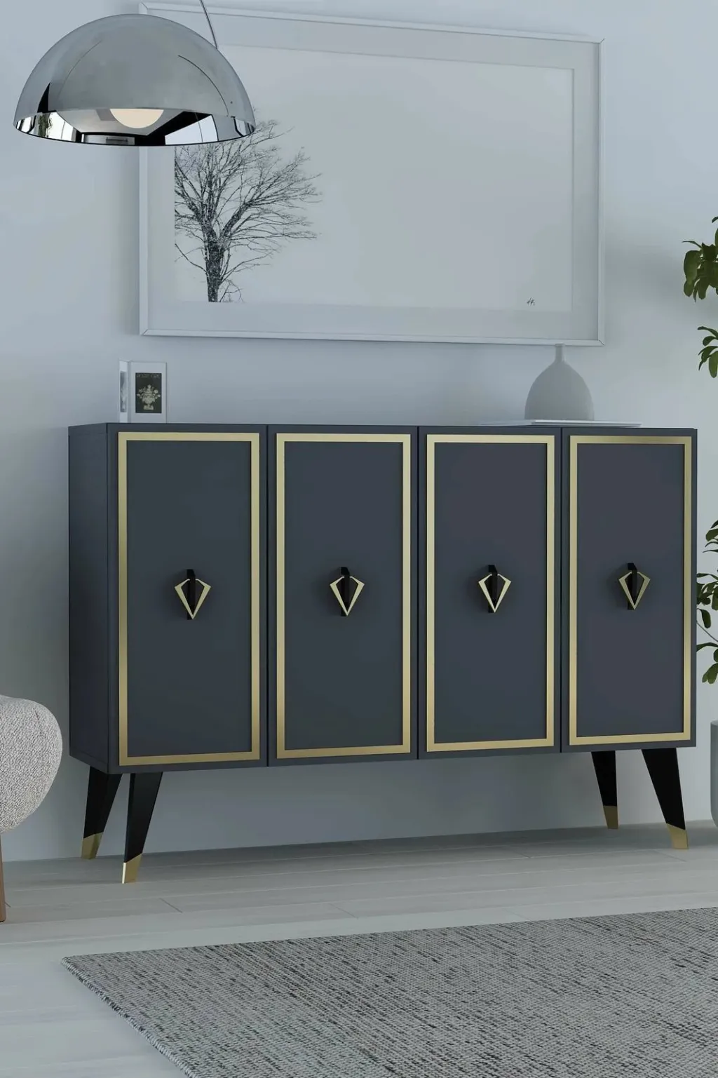 Konsol Skye Decor, anthracite, e zezë, ari, 8175KM-32 - 1