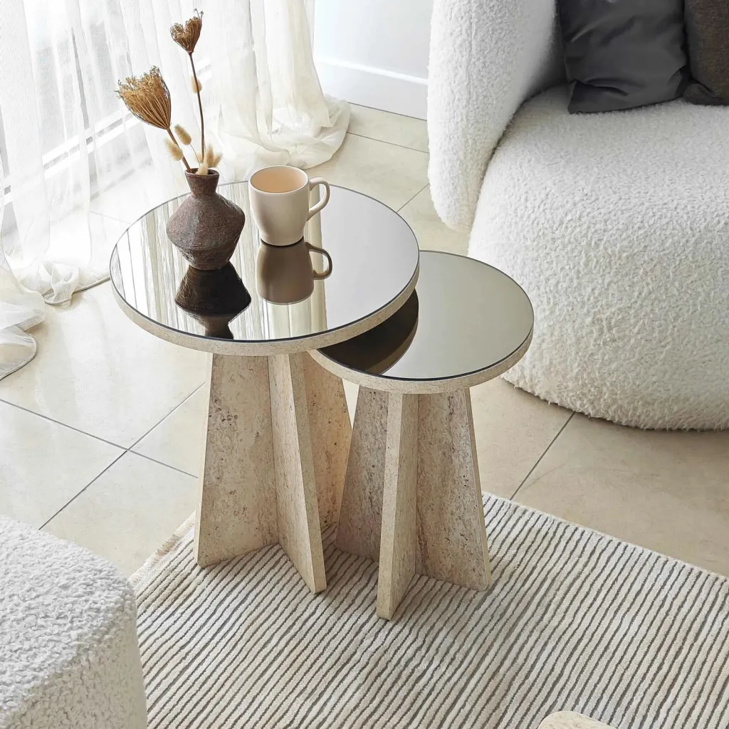 Set tavolinash anësore Skye Decor, Luna - Travertine - 2