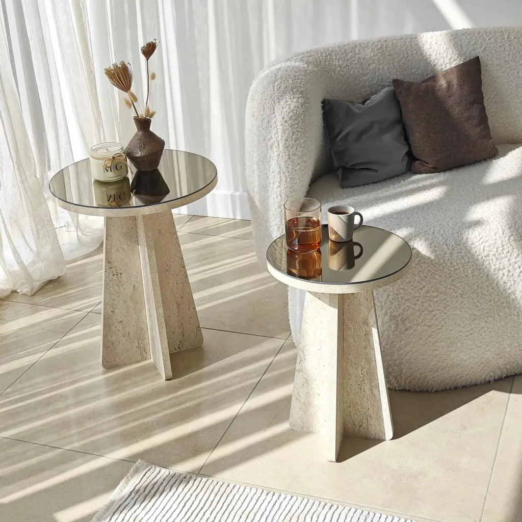 Set tavolinash anësore Skye Decor, Luna - Travertine - 3
