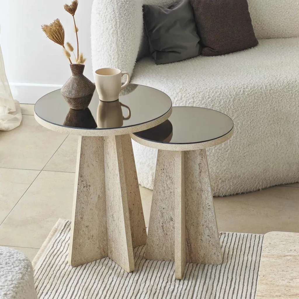 Set tavolinash anësore Skye Decor, Luna - Travertine - 4