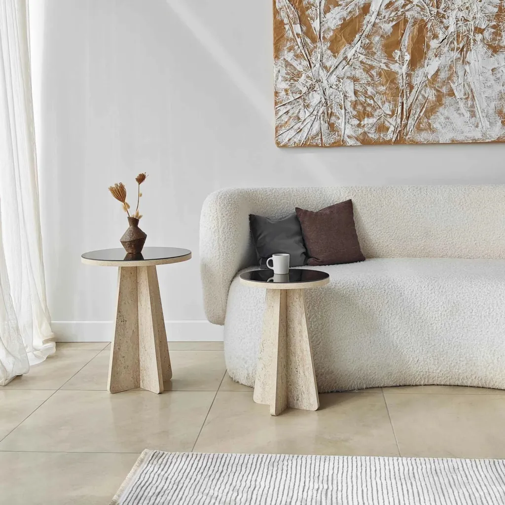 Set tavolinash anësore Skye Decor, Luna - Travertine - 5