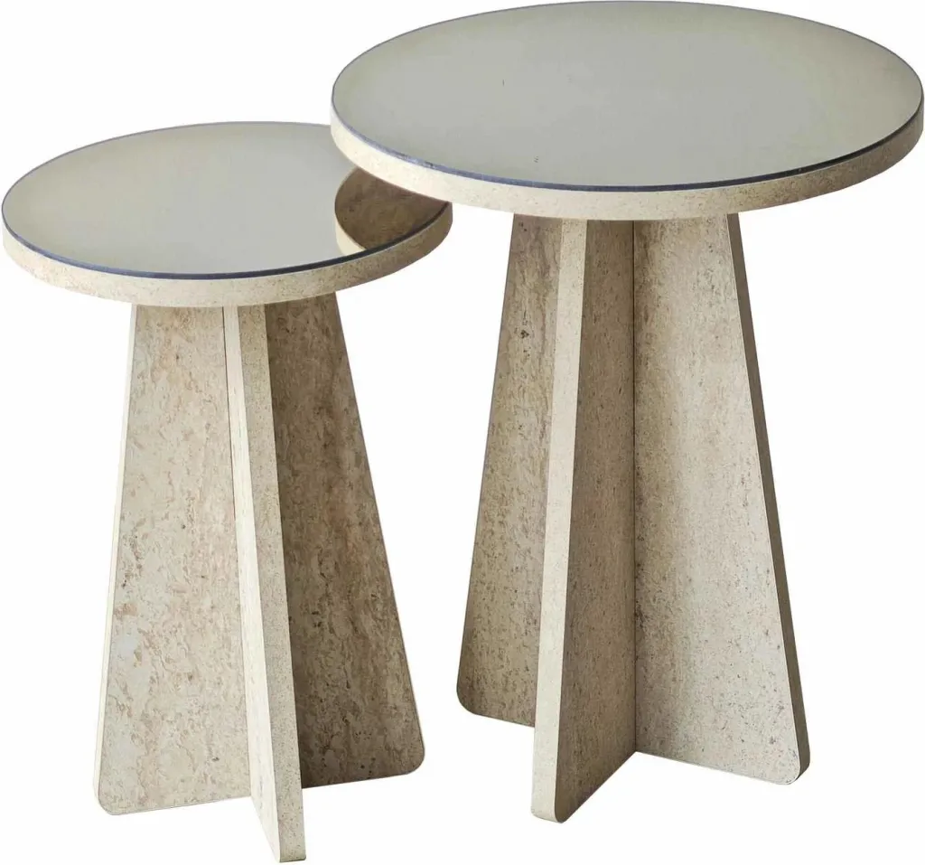 Set tavolinash anësore Skye Decor, Luna - Travertine - 7