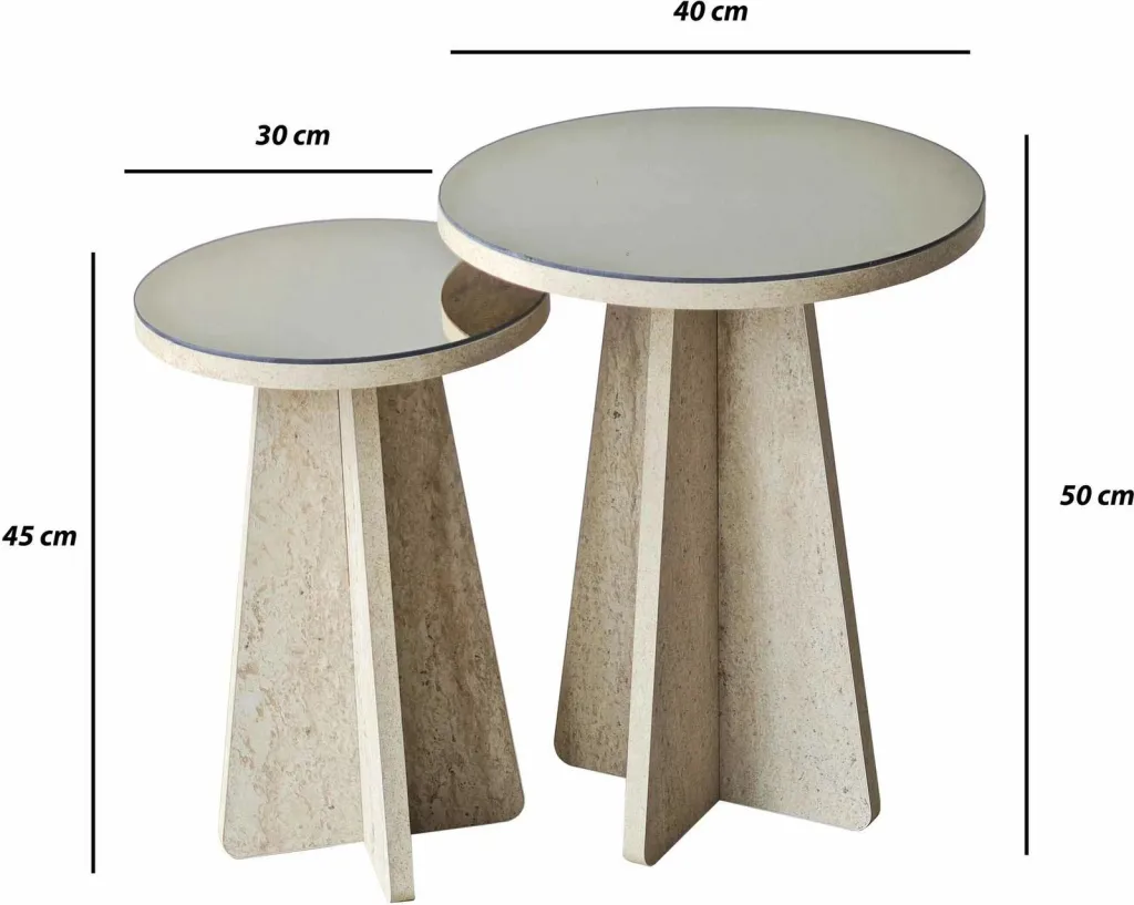 Set tavolinash anësore Skye Decor, Luna - Travertine - 8