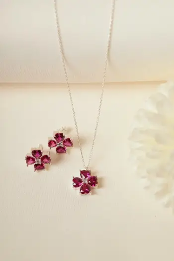 Set varëse dhe vathë argjendi, ngjyrë rozë, Elika Silver, ELKAB92213