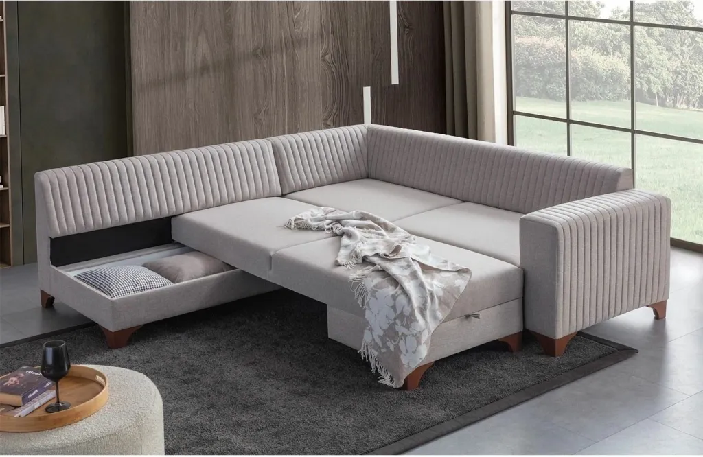 Kënd-sofë krevati Atelier del Sofa, West majtas, krem - 2