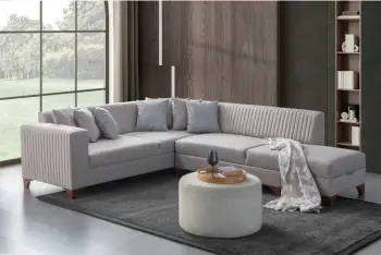 Kënd divan-krevat, ngjyrë krem, Atelier del Sofa, West Right, me 6 jastëkë