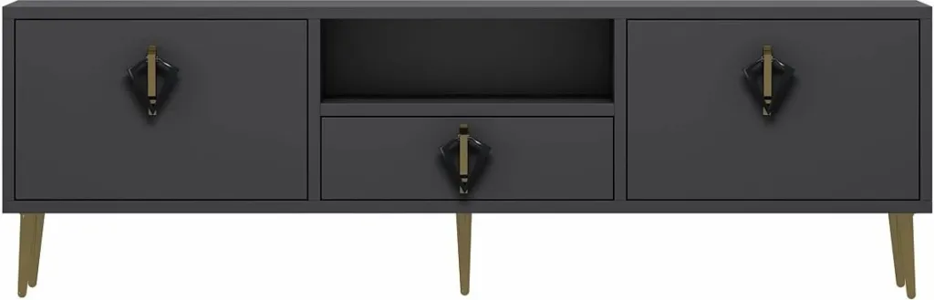 Komodë për TV Skye Decor, 1312-DROP-32, antracit, e zezë, e artë - 3