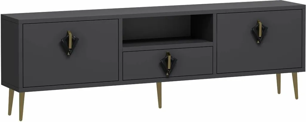 Komodë për TV Skye Decor, 1312-DROP-32, antracit, e zezë, e artë - 4