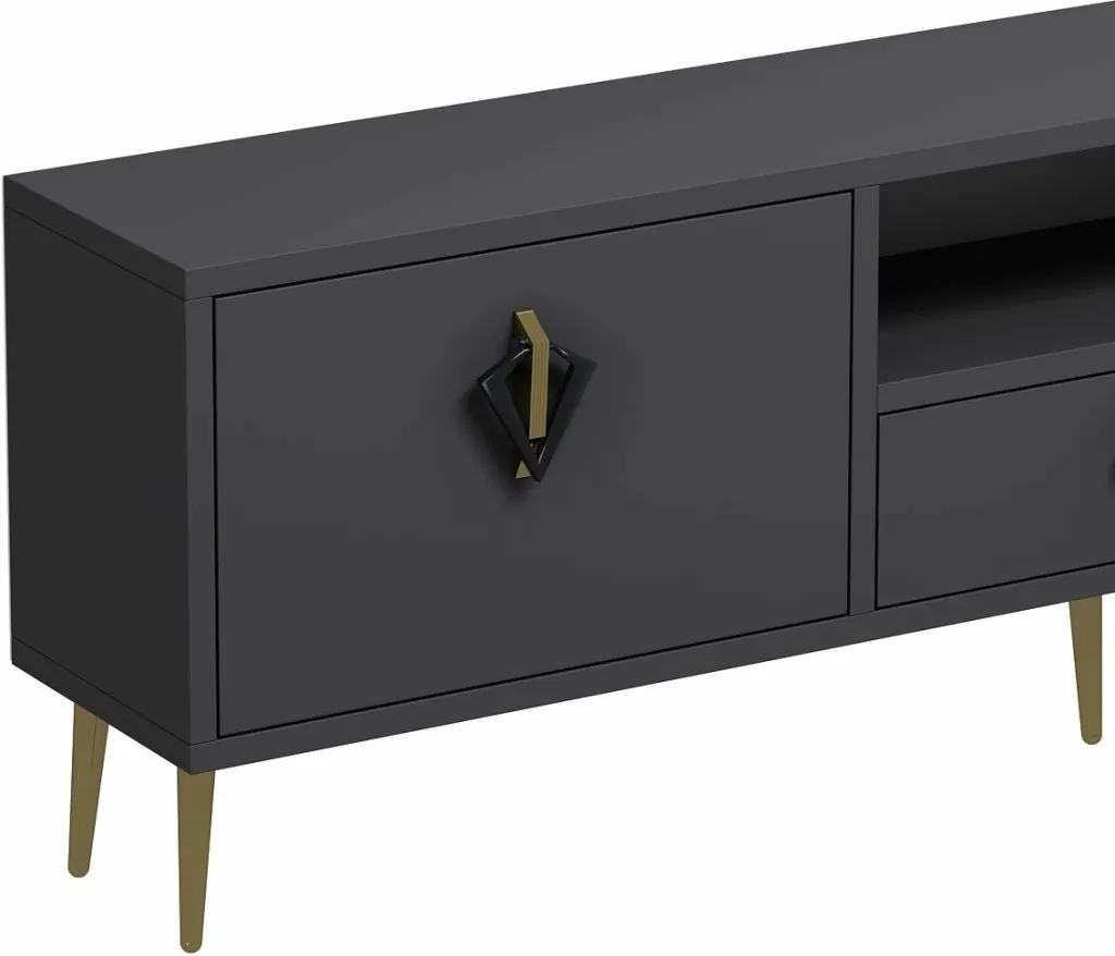 Komodë për TV Skye Decor, 1312-DROP-32, antracit, e zezë, e artë - 5