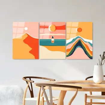 Pikturë dekorative prej xhami të temperuar (3 copë), Wallity, UV-944, 45x65cm