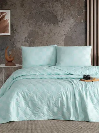 Përparëse dyshe për shtrat, kareli saten, ngjyrë mint, L'Essentiel Linge de Maison