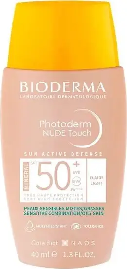 Krem mineral për mbrojtje ndaj diellit Bioderma Photoderm Nude Touch Mineral SPF 50, Light, 40 ml
